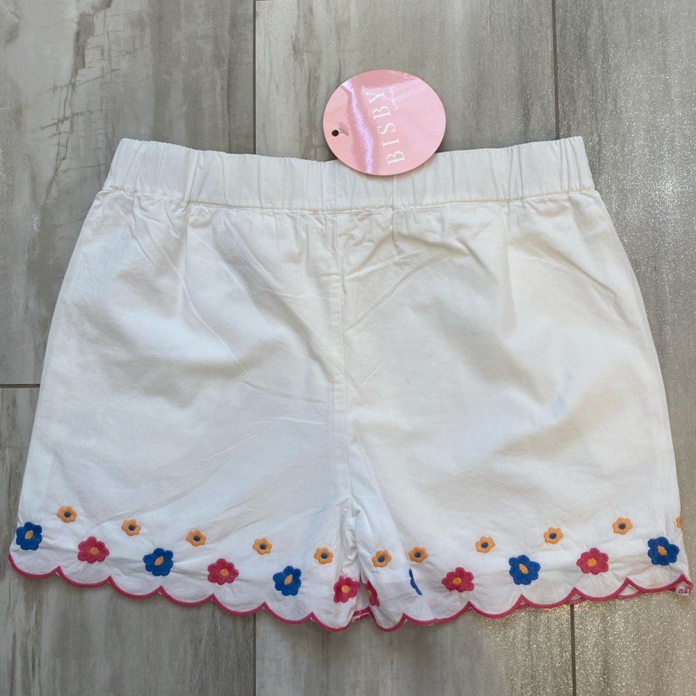 NWT Bisby White Cotton Lined Pull-On Shorts with Colorful Embroidery, girls 14 - Picture 11 of 12